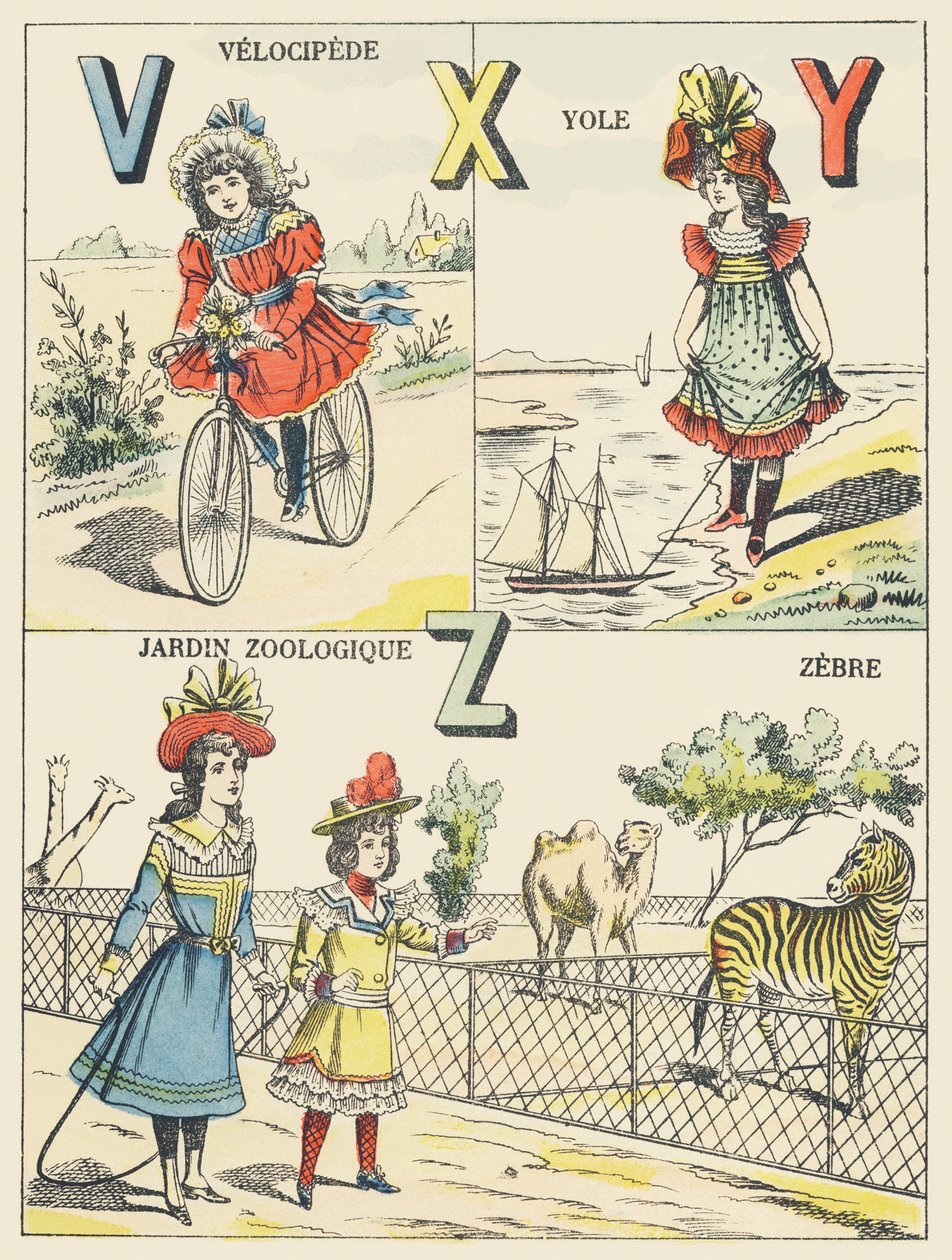 V X Y Z: velocipede, yole, eläintarha, seepra tekijältä French School