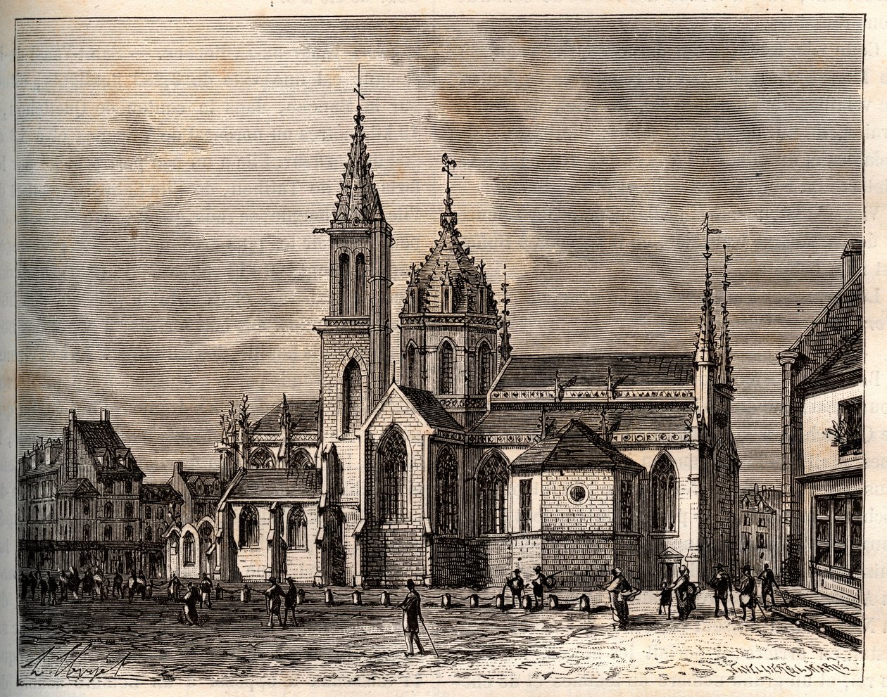 Valognes - Normandia - kaiverrus V.A. Malt-Brownin kirjaan "La France illustrée: maantiede, historia, tilastohallinto". 1884 tekijältä French School