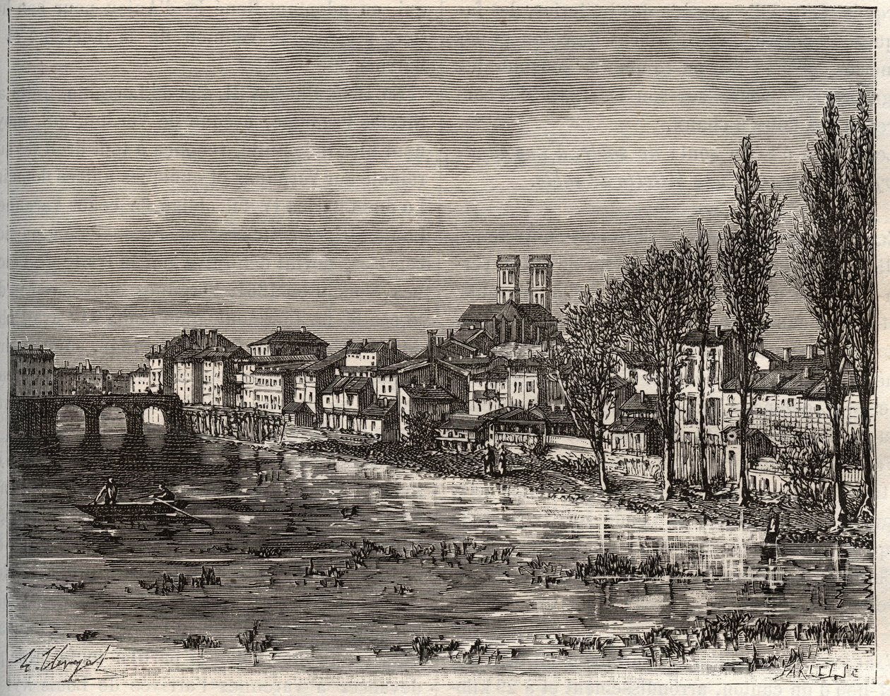 Verdun - Morbihan Bretagnessa - V.A. Malt-Brownin kaiverrus "La France illustrée: maantiede, historia, tilastohallinto". 1884 tekijältä French School