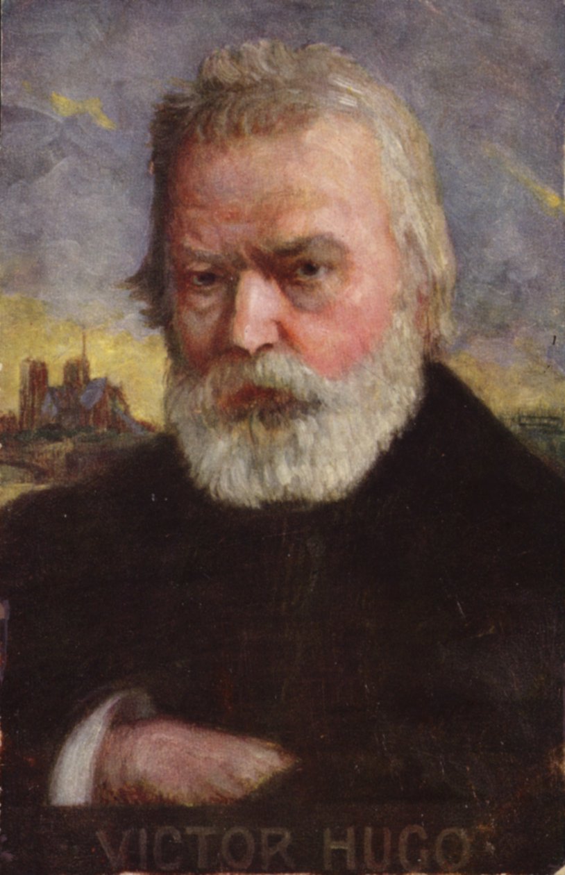 Victor Hugo (1802-1885), ranskalainen runoilija, romaanikirjailija ja näytelmäkirjailija (värilitro). tekijältä French School