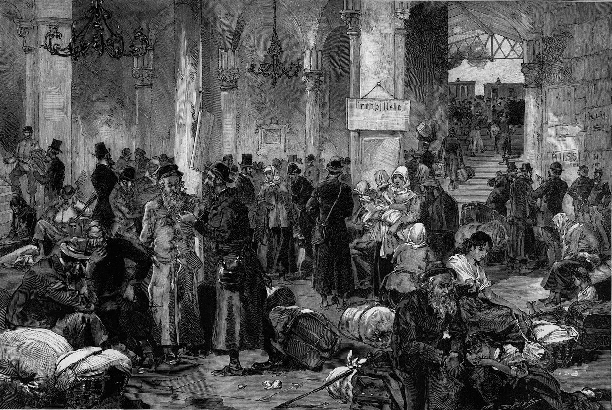 Wien 1882, Pohjois-Fahnin kadonneiden asioiden sali: Venäjällä tapahtuneen antisemitistisen liikkeen rauhoittumisen jälkeen karkotettujen juutalaisten kotiuttaminen Le Monde Illustresta tekijältä French School