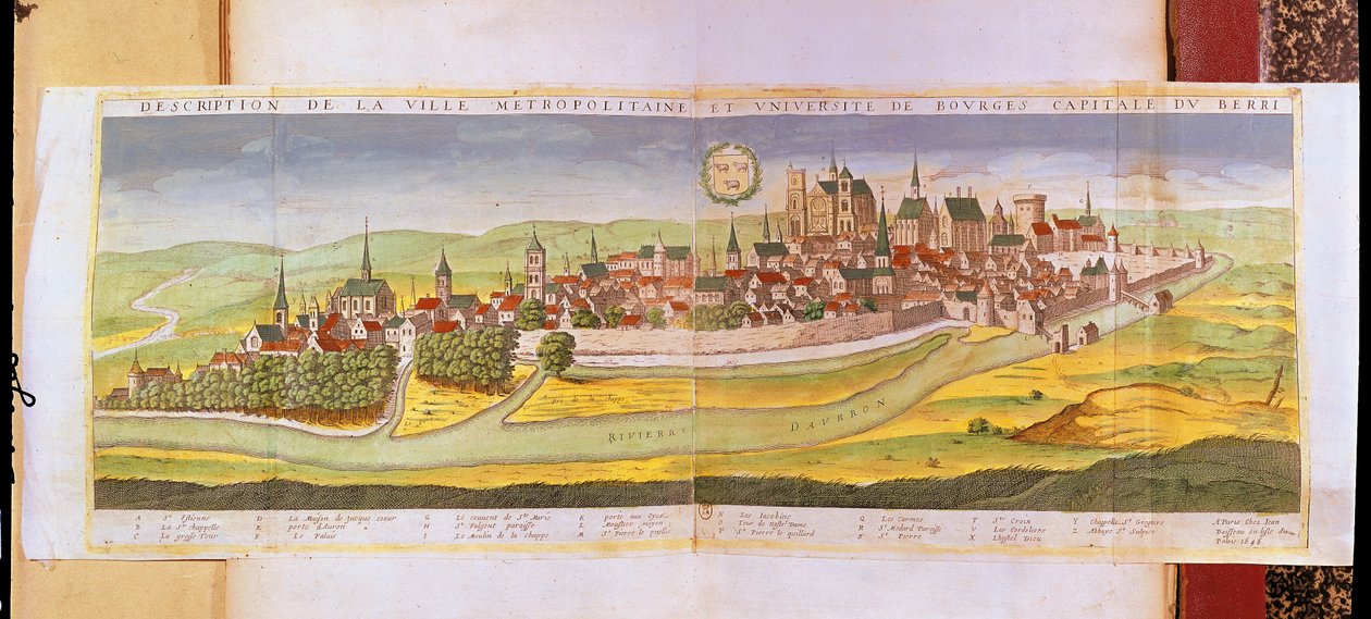 Näkymä Bourgesista ja yliopistosta, Berryn pääkaupungista, 1646 tekijältä French School