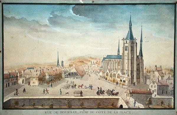 Näkymä Dourdanista vangin luona, n. 1800 (wc paperilla) tekijältä French School