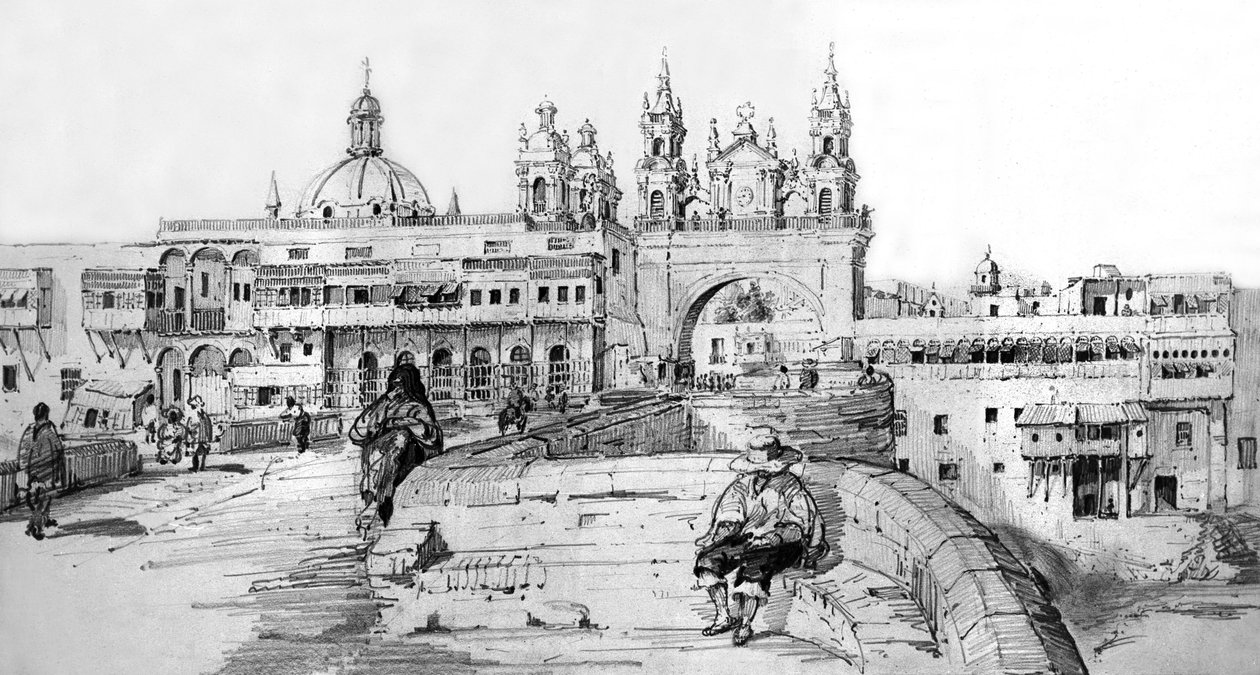 Näkymä Limasta, Perussa, n. 1850 (kaiverrus) tekijältä French School