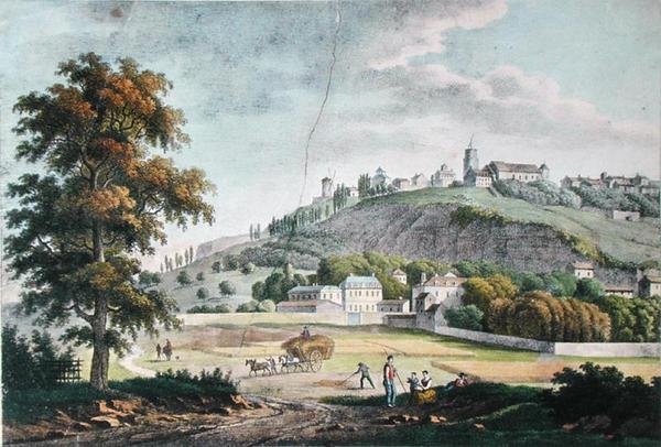 Näkymä Montmartrelle St. Denisistä (värilitho) tekijältä French School