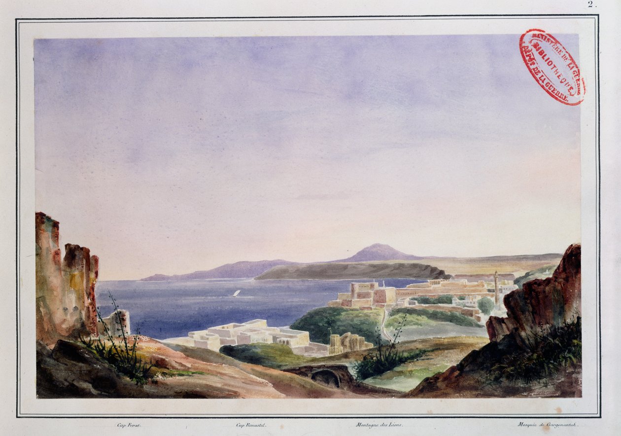 Näkymä Oraniin vanhalta Kasbahilta, n. 1830 (wc paperilla) tekijältä French School