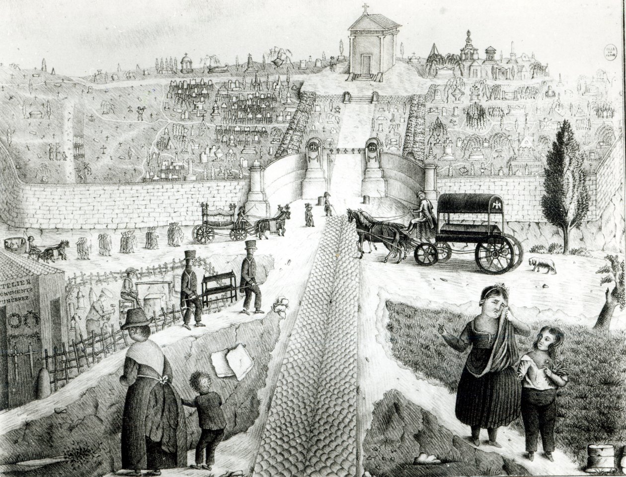 Näkymä Pere-Lachaisen hautausmaalle, 1800-luvun alku tekijältä French School