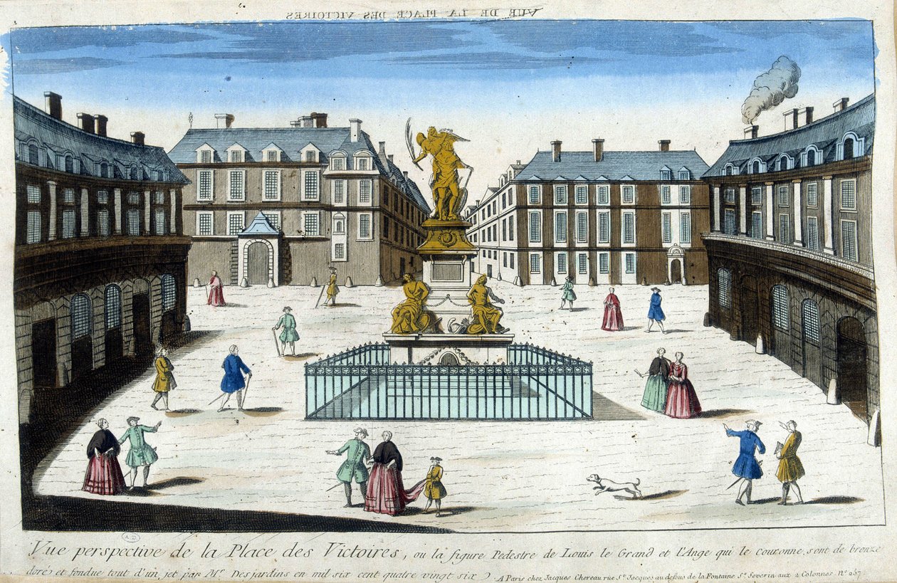 Näkymä Place des Victoires -aukiolle Pariisissa - Optinen näkymä tekijältä French School