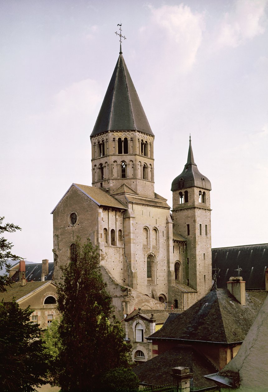 Näkymä Abbey-kirkon Clocher de lEau Benitelle, 1088-1130 tekijältä French School