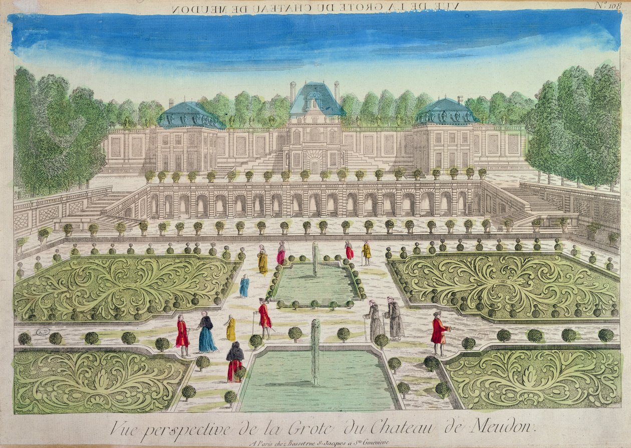 Näkymä luolalle Chateau of Meudonissa tekijältä French School