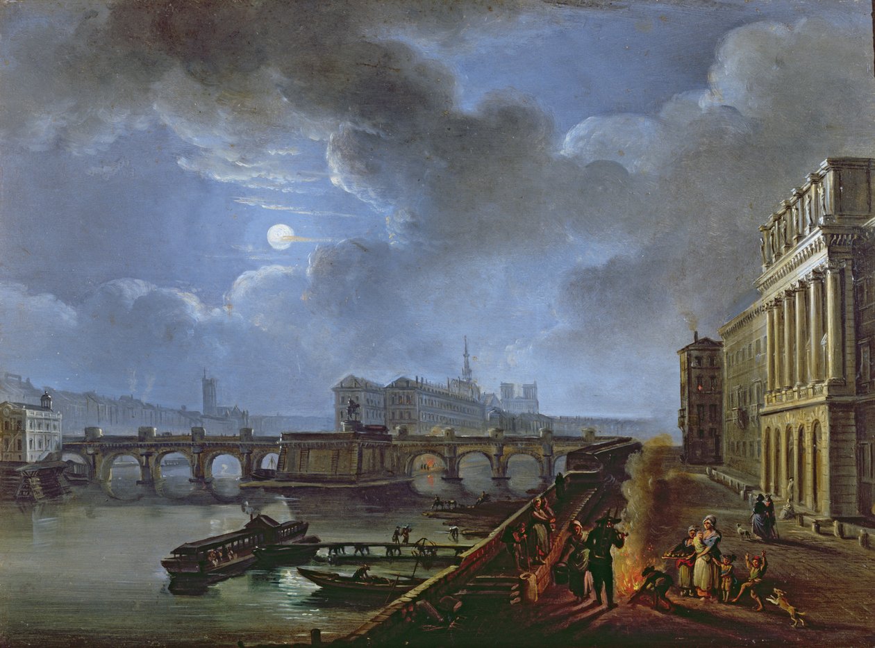 Näkymä Seine-joelle vasemmalta rannalta, 1700-luvun loppu tekijältä French School
