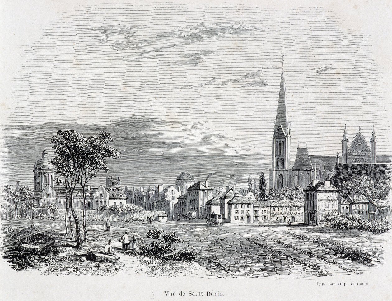 Näkymä Saint Denisin kaupunkiin, 1800-luvun alku. tekijältä French School