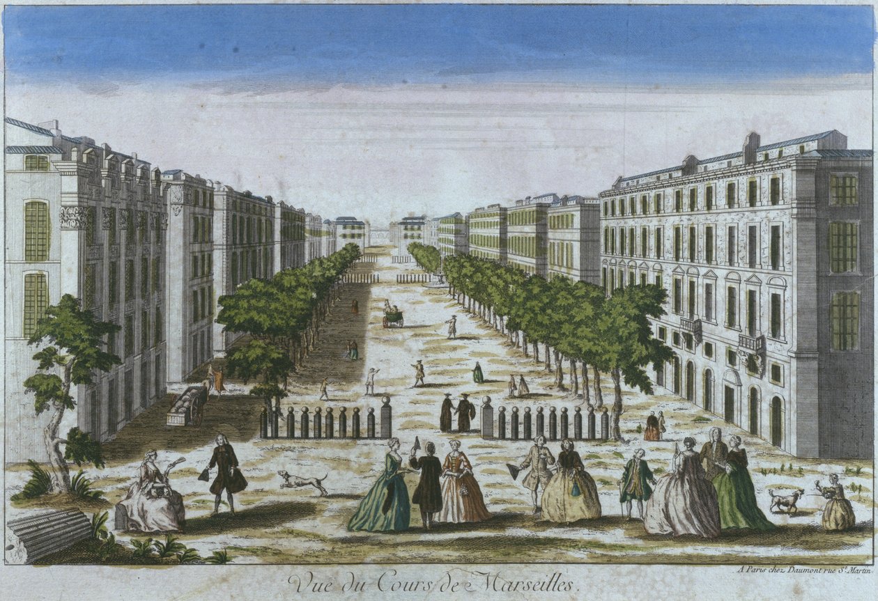 Näkymä kursseille, Marseille, Ranska (värikaiverrus) tekijältä French School