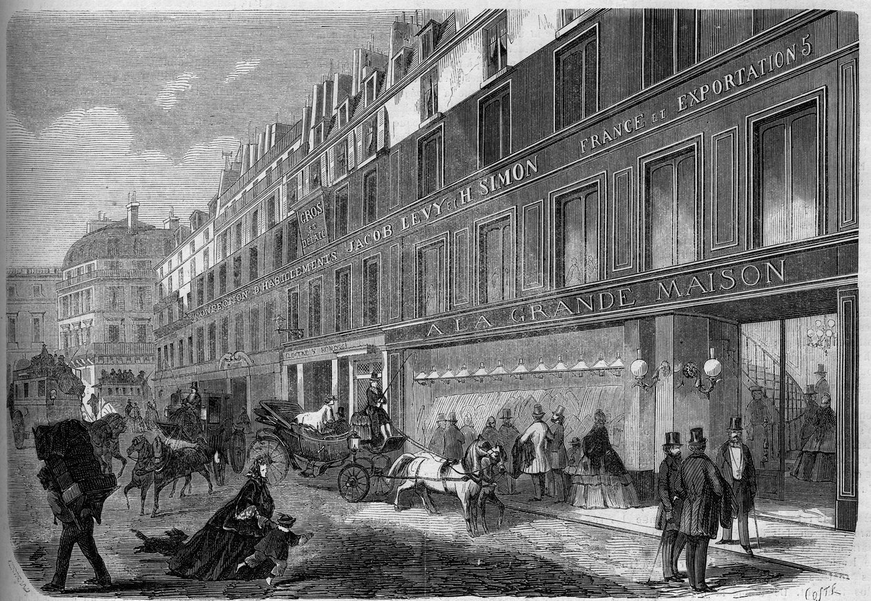 Näkymä "" La Grande Maison" -vaatetehtaan julkisivusta. Pariisi tekijältä French School
