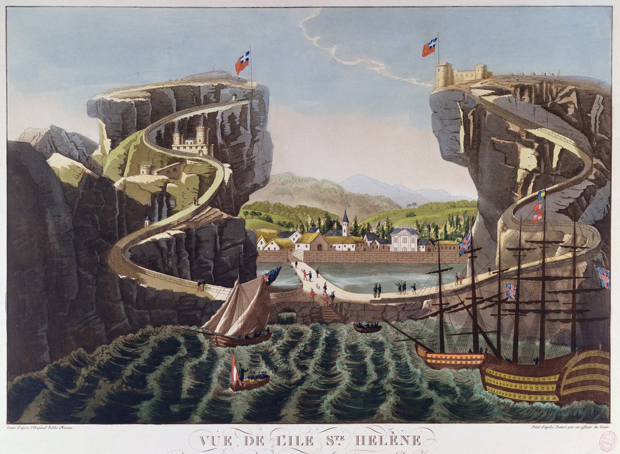 Näkymä Pyhän Helenan saarelle, n. 1821 tekijältä French School