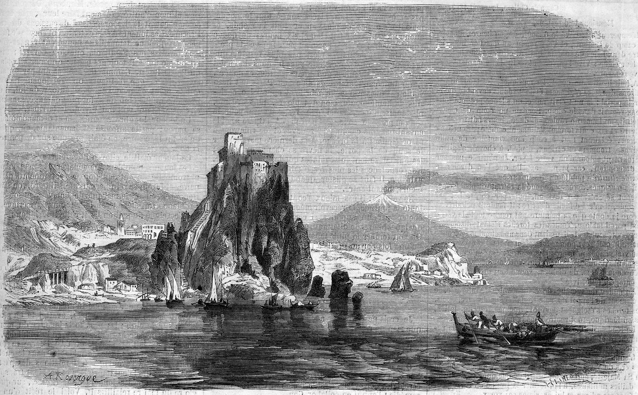 Näkymä "" Charybden" ja "" Scylla"" kallioille Messinan Detroitissa, Sisiliassa tekijältä French School