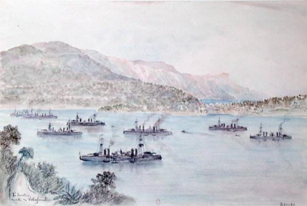 Villefranche (akvarelli paperille) tekijältä French School