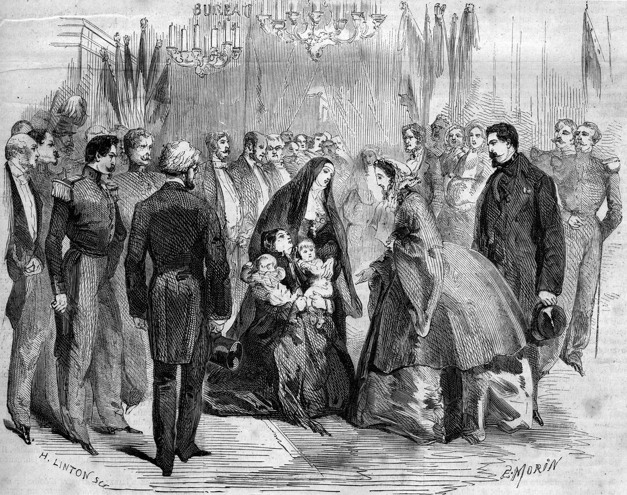 Napoleon III:n (1808-1873) ja Impress Eugenien (1826-1920) vierailu Chaunyssa (Aisne, 02) tekijältä French School