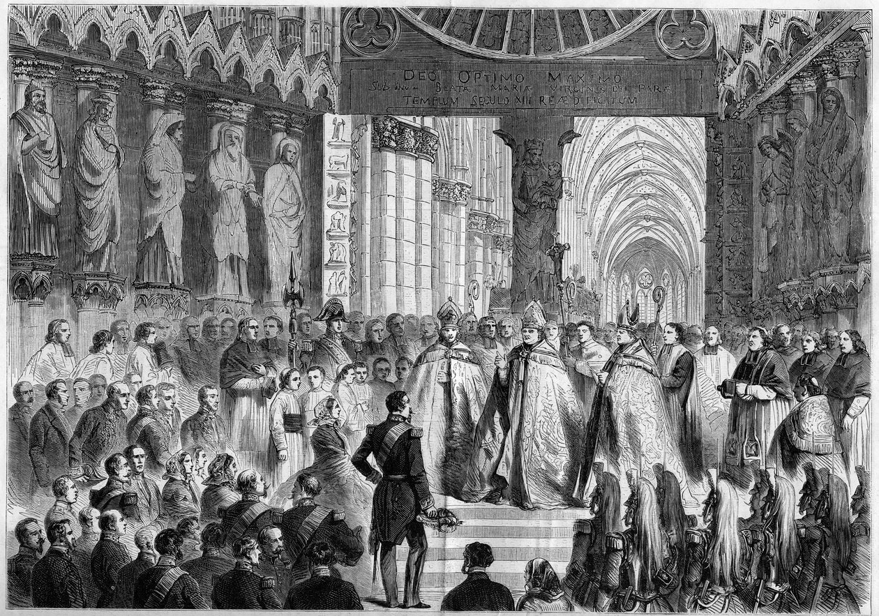 Napoleon III:n (1808-1873) ja Impress Eugenien (1826-1920) vierailu Reimsissä tekijältä French School