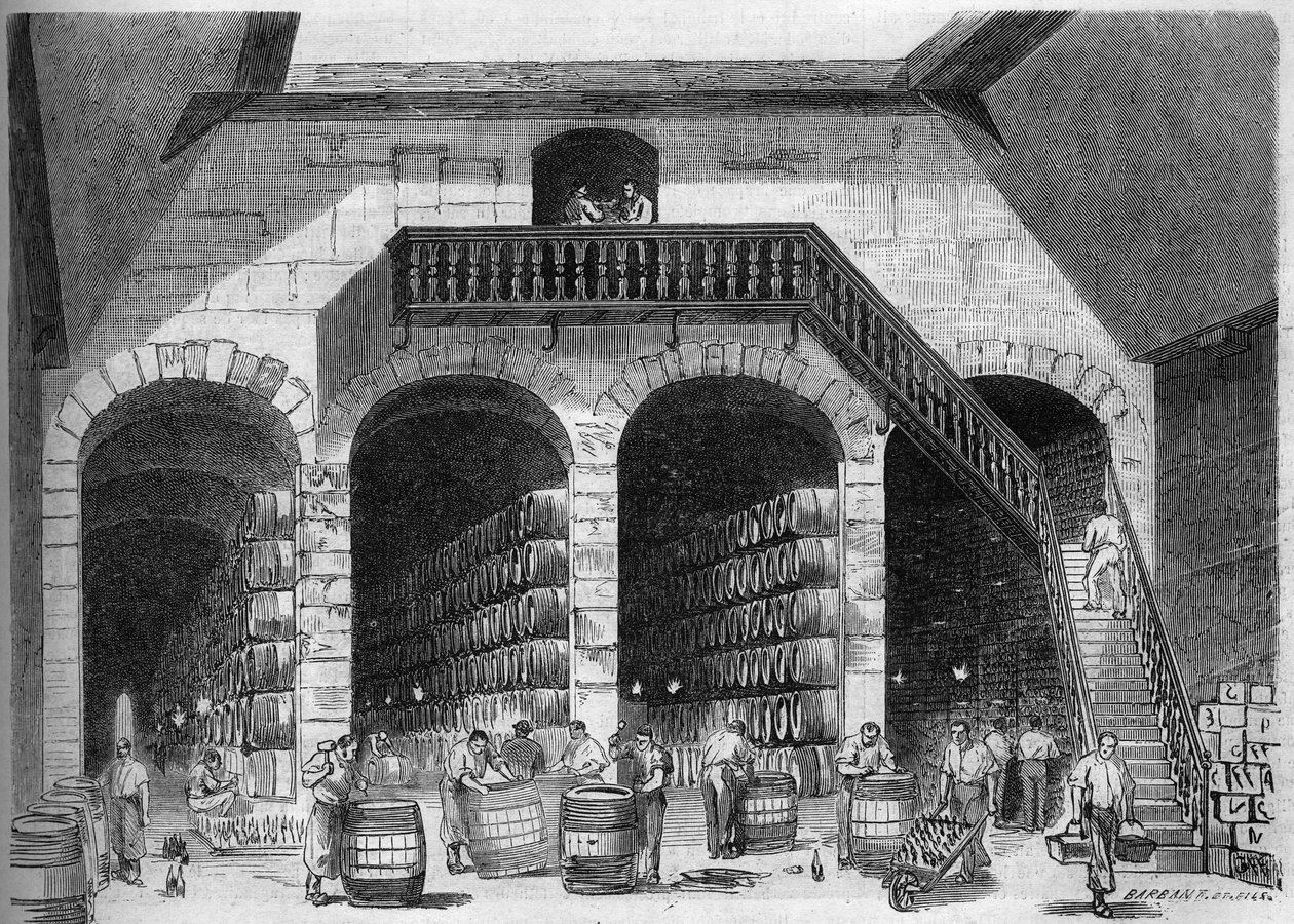 Viininviljely: sisäkuva M. Cruse et fils freresin chaixista ja kellareista, Bordeaux, Gironde (33) tekijältä French School