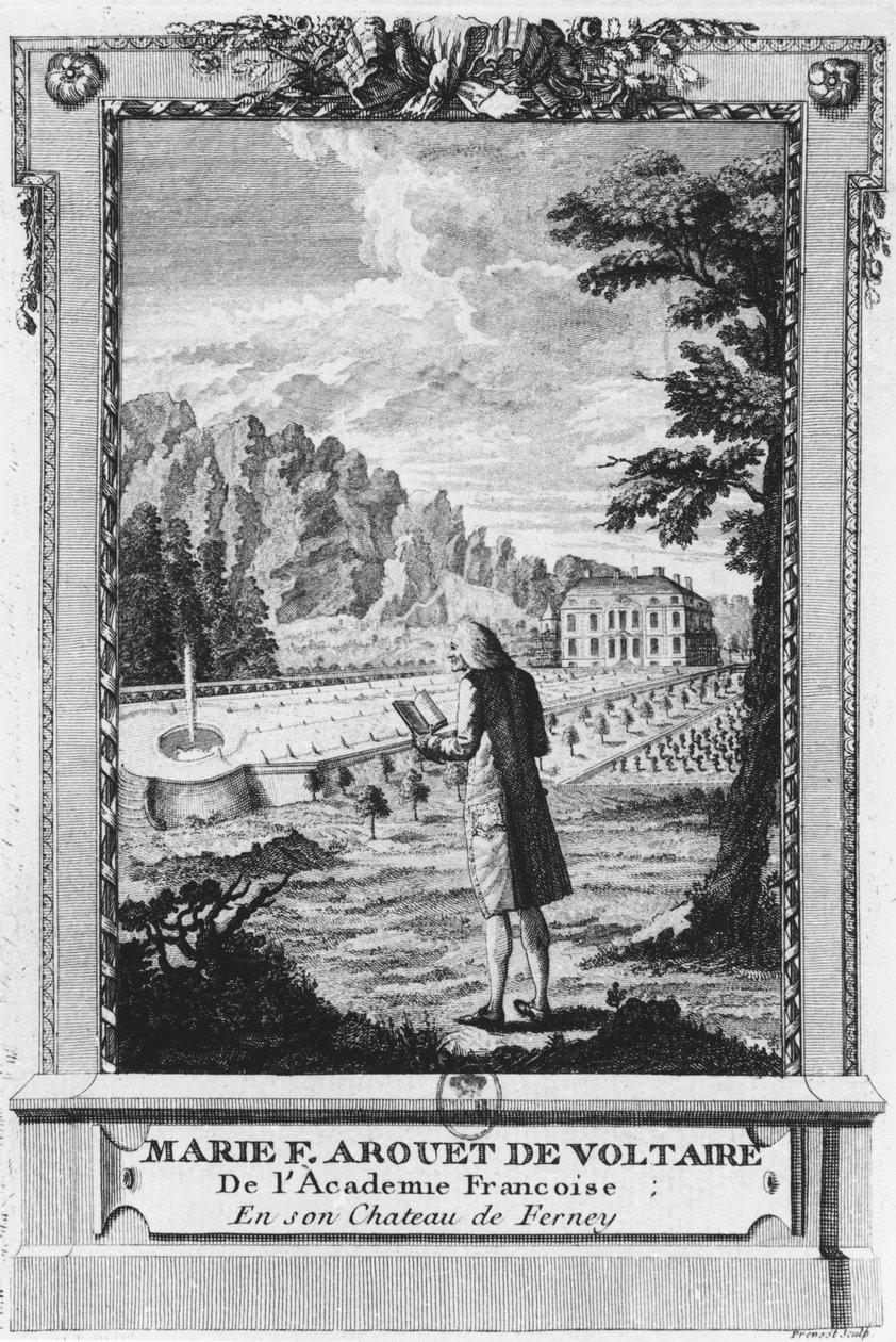 Voltaire Ferneyssä, Prevostin kaivertama (1700-luku) tekijältä French School