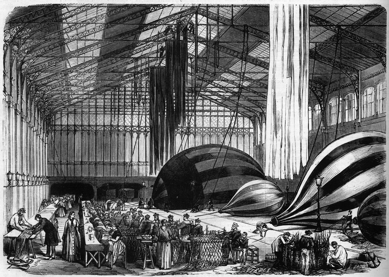 Vuoden 1870 sota - Siege de Paris: ilmapallojen rakennustyöpajat Orleansin asemalla (nykyään Gare d