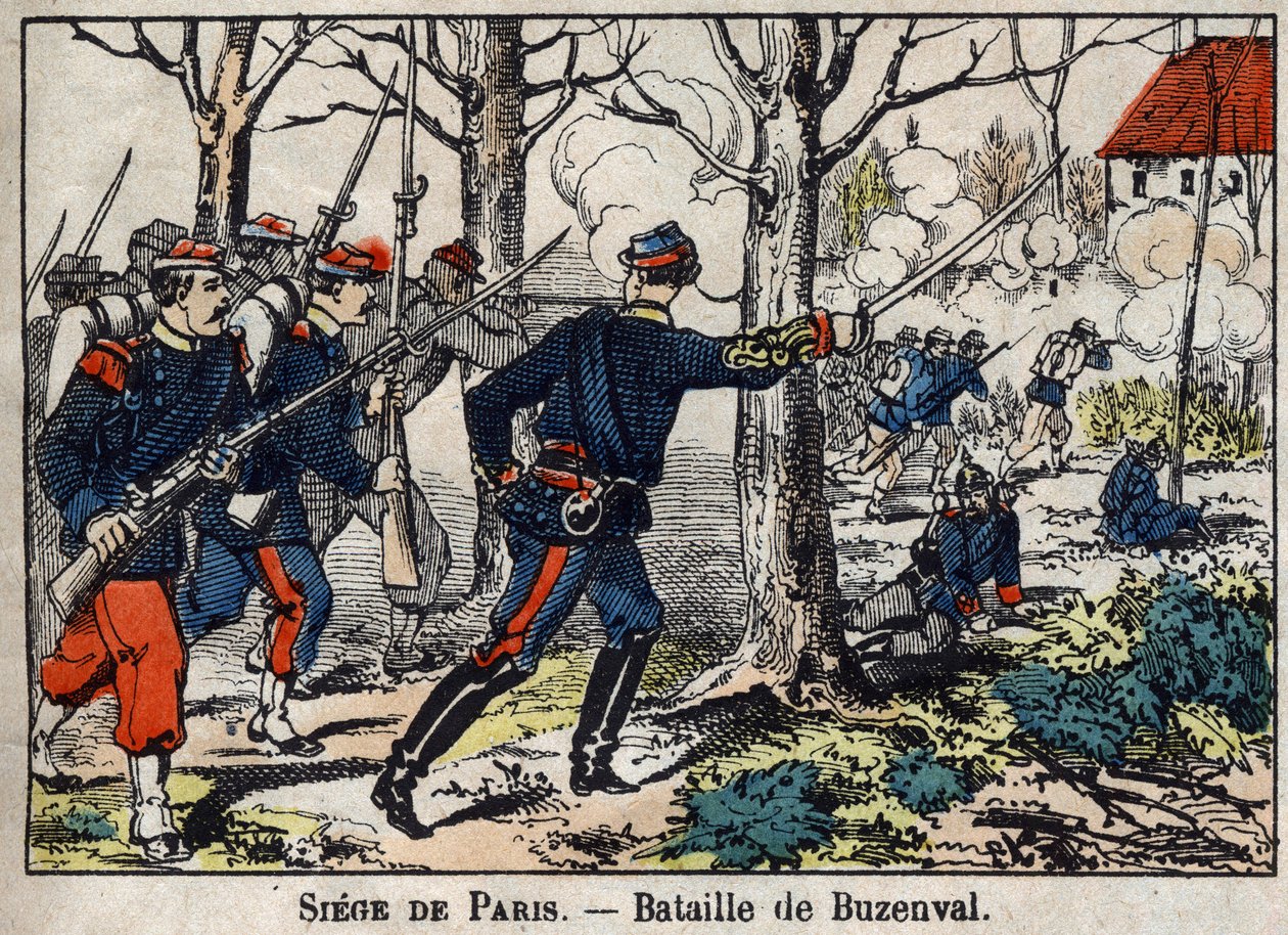 Vuoden 1870 sota Ranskan ja Preussin välillä: Buzenvalin taistelu Pariisin alueella 19.1.1871. tekijältä French School