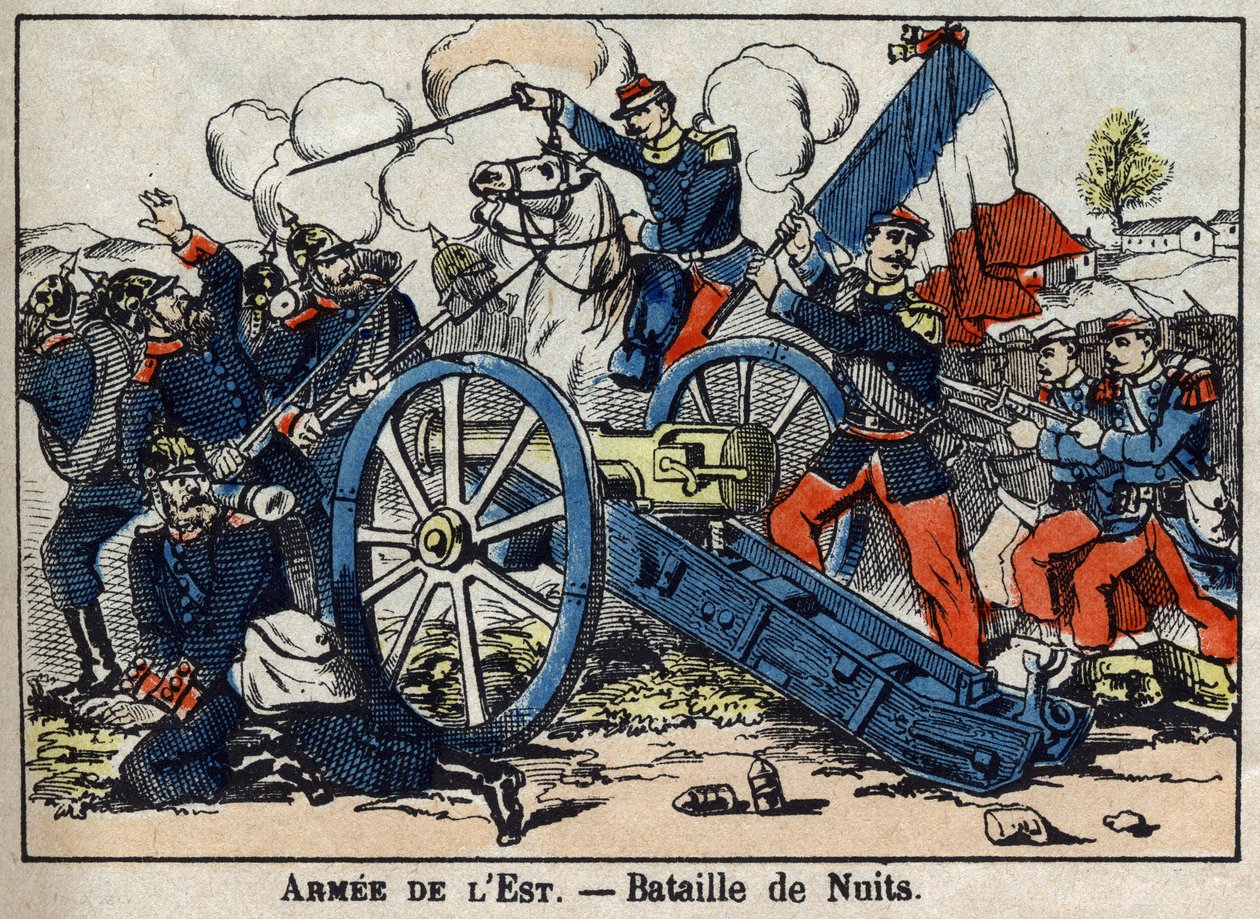 Sota 1870 Ranskan ja Preussin välillä: Yön taistelu - Saint-George Gold Coastilla saksalaisten ja Itä-Armeen välillä vuonna 1870. Epinal Images tekijältä French School