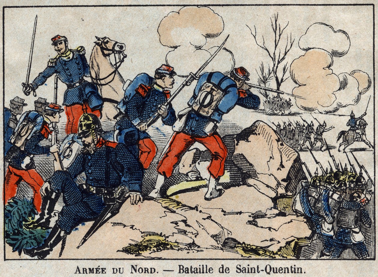 Sota 1870 Ranskan ja Preussin välillä: Saint Quentinin taistelu tammikuussa 1871. Kuva Epinalista. tekijältä French School