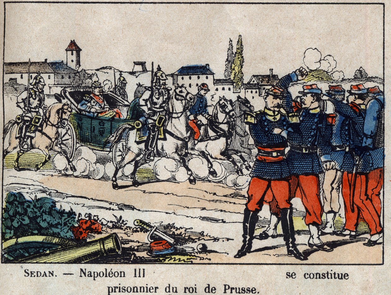 Sota 1870 Ranskan ja Preussin välillä: Sedanin taistelu, keisari Napoleon III (Louis Napoleon Bonaparte tekijältä French School