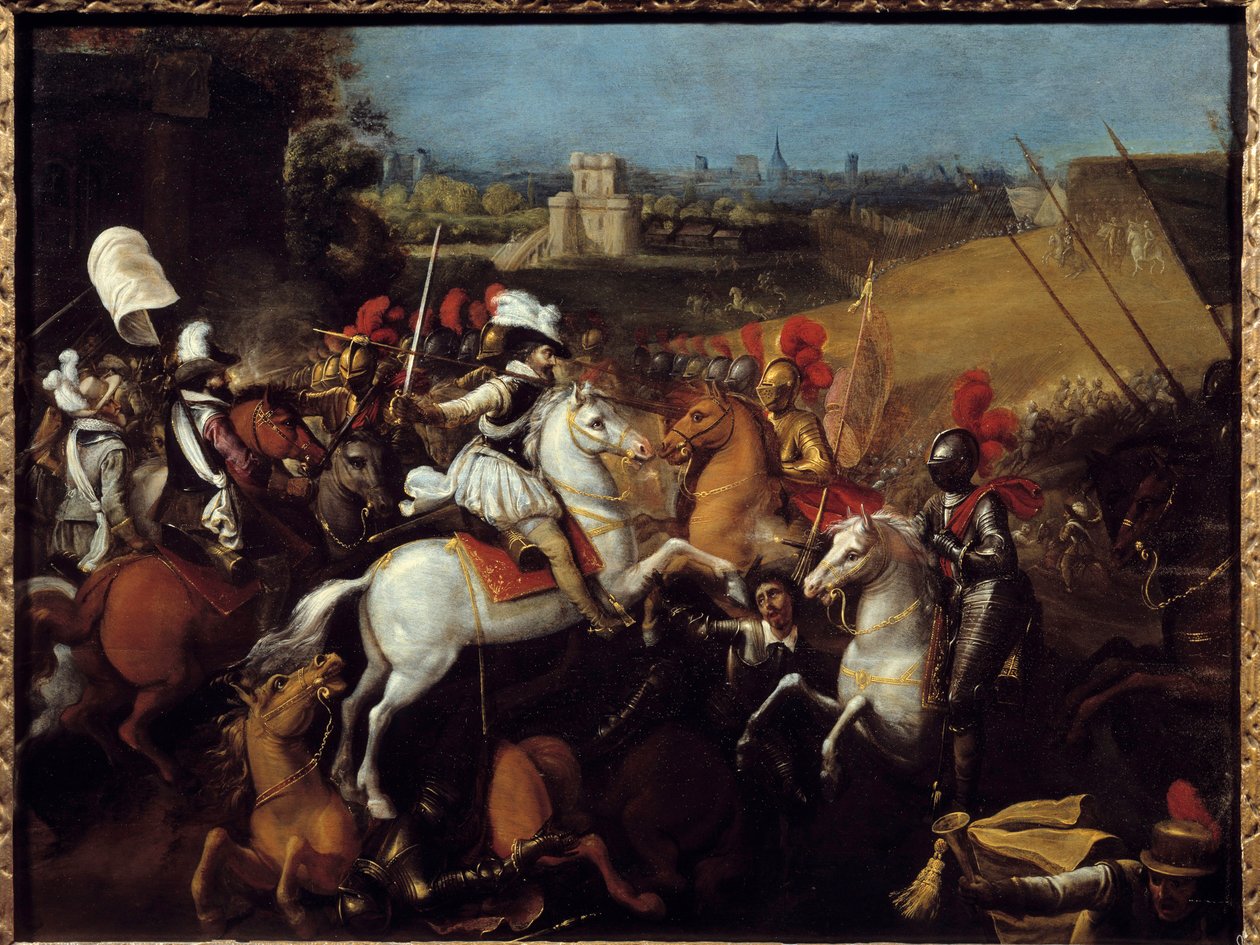 Uskontosota: "" Kuningas Henrik IV (1533-1610) Arquesin taistelussa 21. syyskuuta tekijältä French School