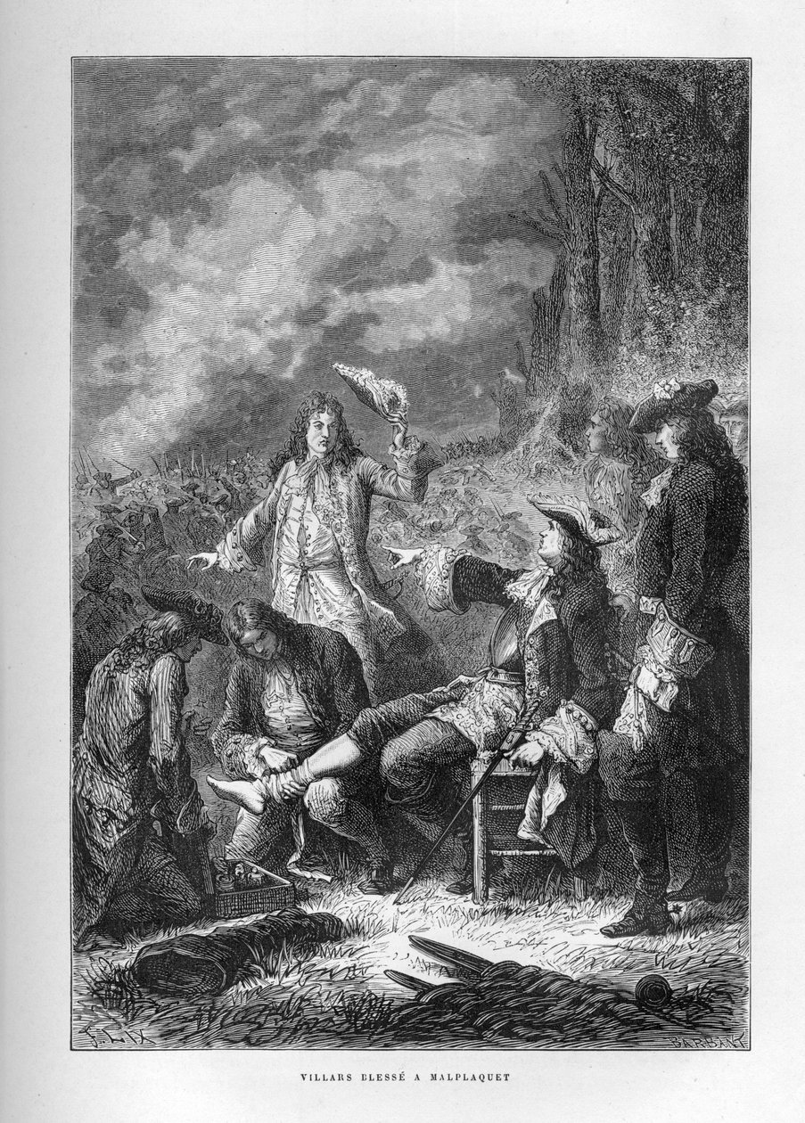Espanjan peräkkäissota: Villarsin marechal (Claude Louis Hector) (1653-1734) Malplaquetin taistelussa (Belgia), 11. syyskuuta tekijältä French School