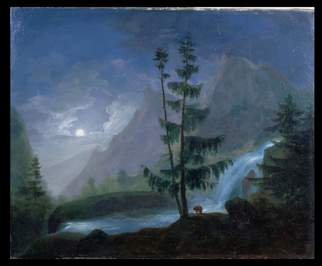 Moonlightin vesiputous lähellä Pont dEspagnea, n. 1833 tekijältä French School