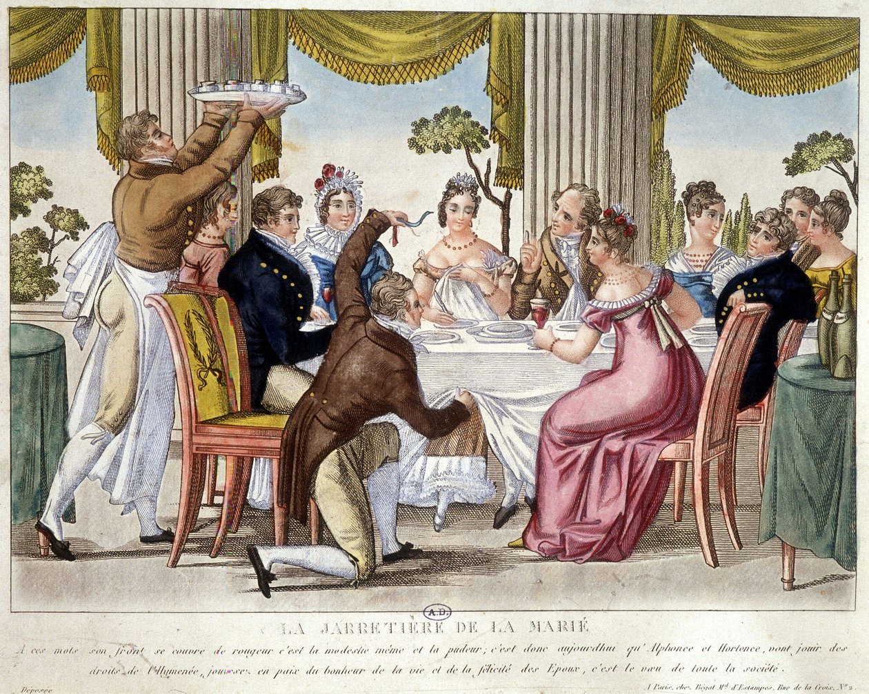 Hääateria, sukkanauharituaali - c. 1812. tekijältä French School