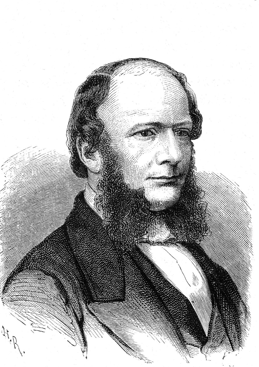 Werner Von SIEMENS (1816-1892), saksalainen keksijä ja teollisuusmies (sähkölennätin). Kaiverrus 1868 tekijältä French School