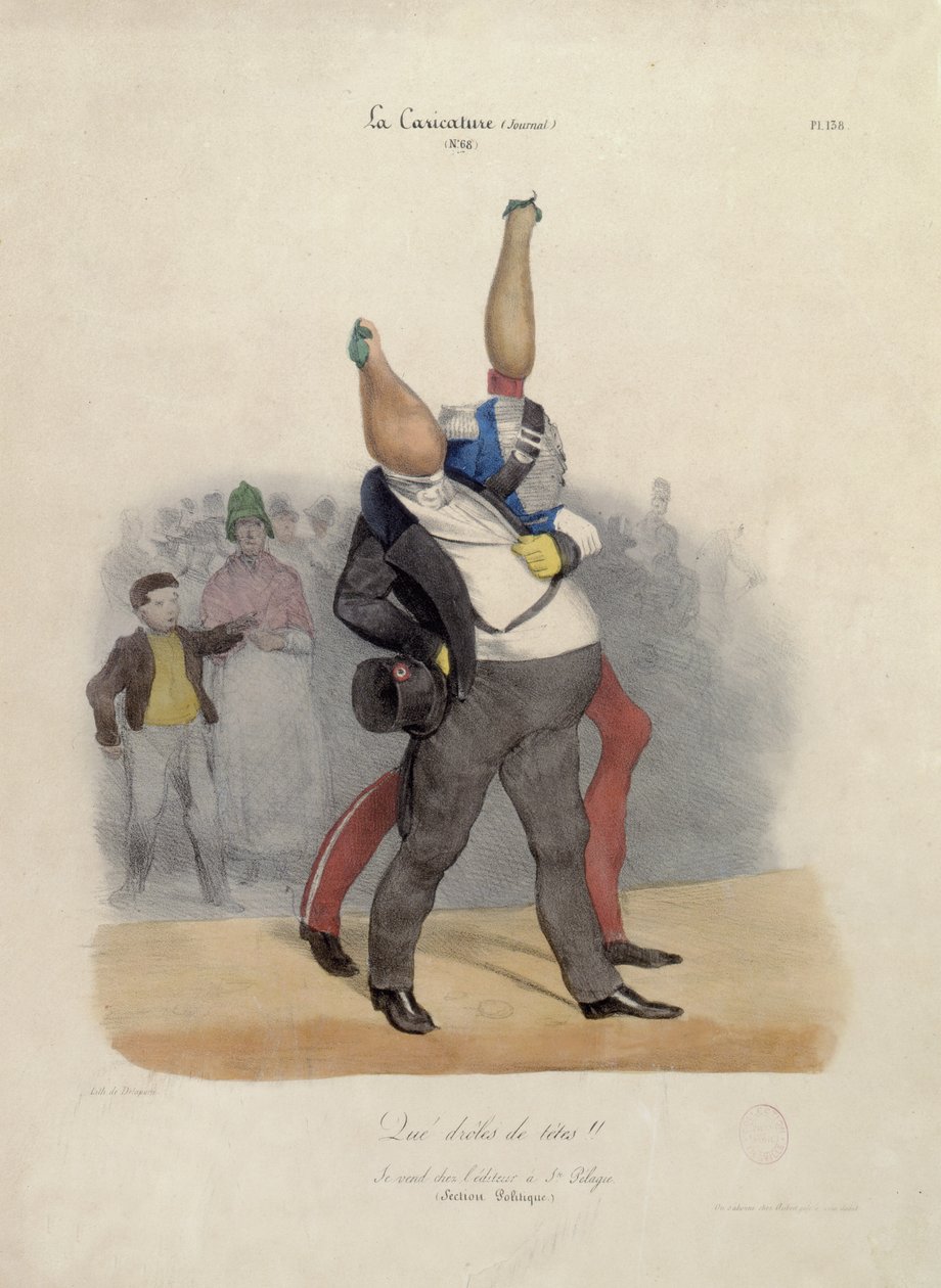 Mitä hauskoja päitä!, karikatyyri Louis-Philippe dOrleansista (1773-1850) ja Charles X:stä (1757-1836) n. 1830 tekijältä French School