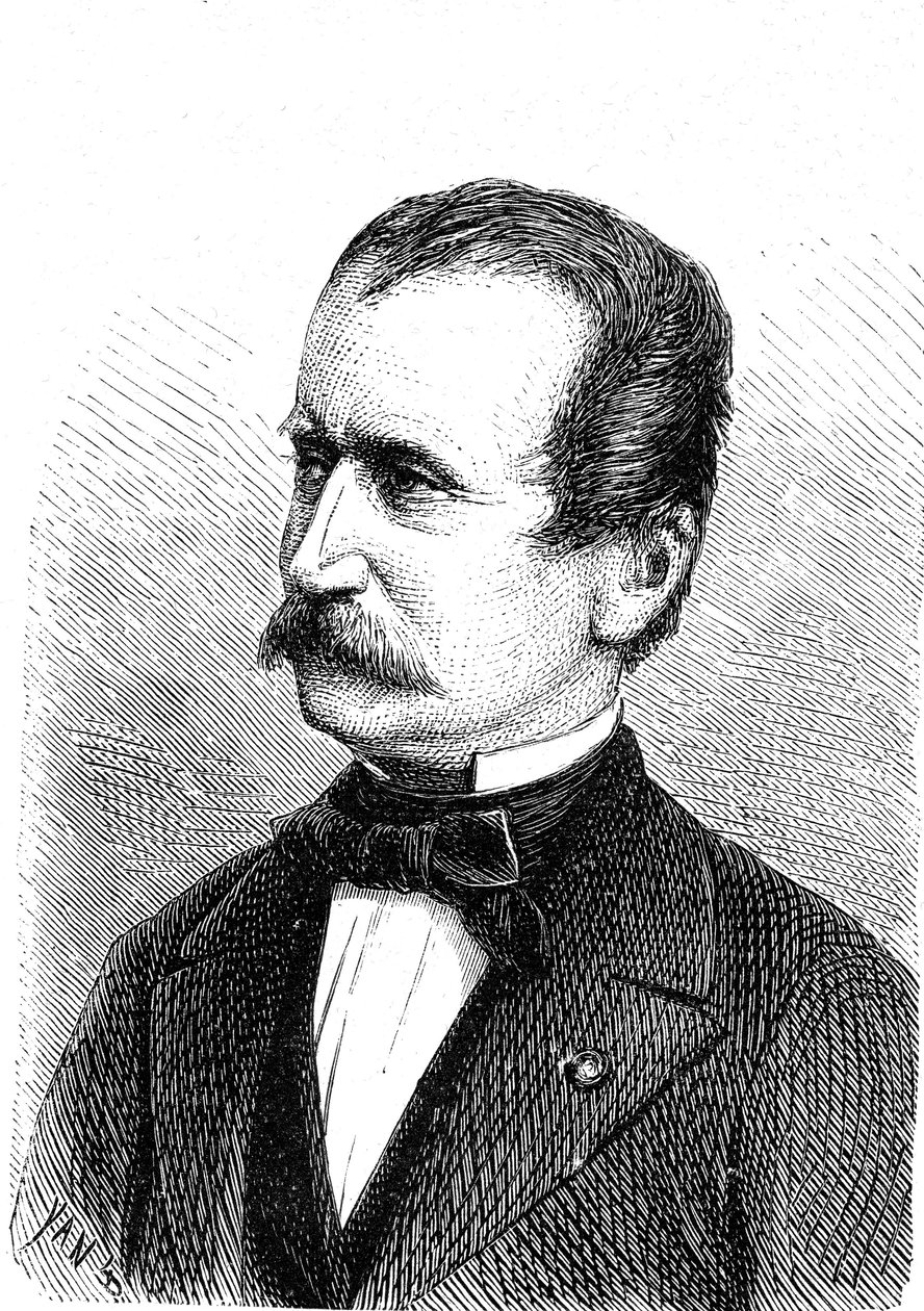 Wilhelm ENGERTH (1814-1884), itävaltalainen insinööri, ensimmäisen vuoristoveturin suunnittelija. Kaiverrus 1867 tekijältä French School