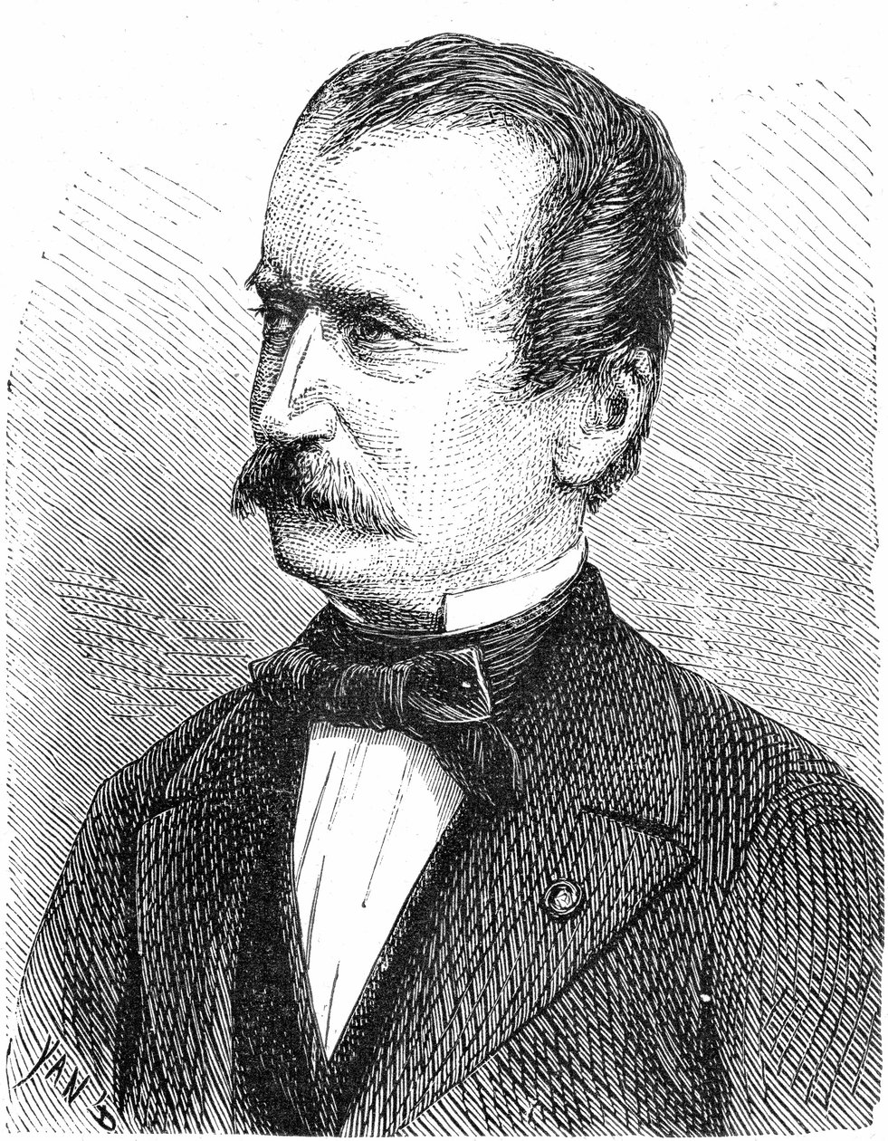 Wilhelm von Engerth (1814-1884) itävaltalainen insinööri (moottori), kaiverrus tekijältä French School