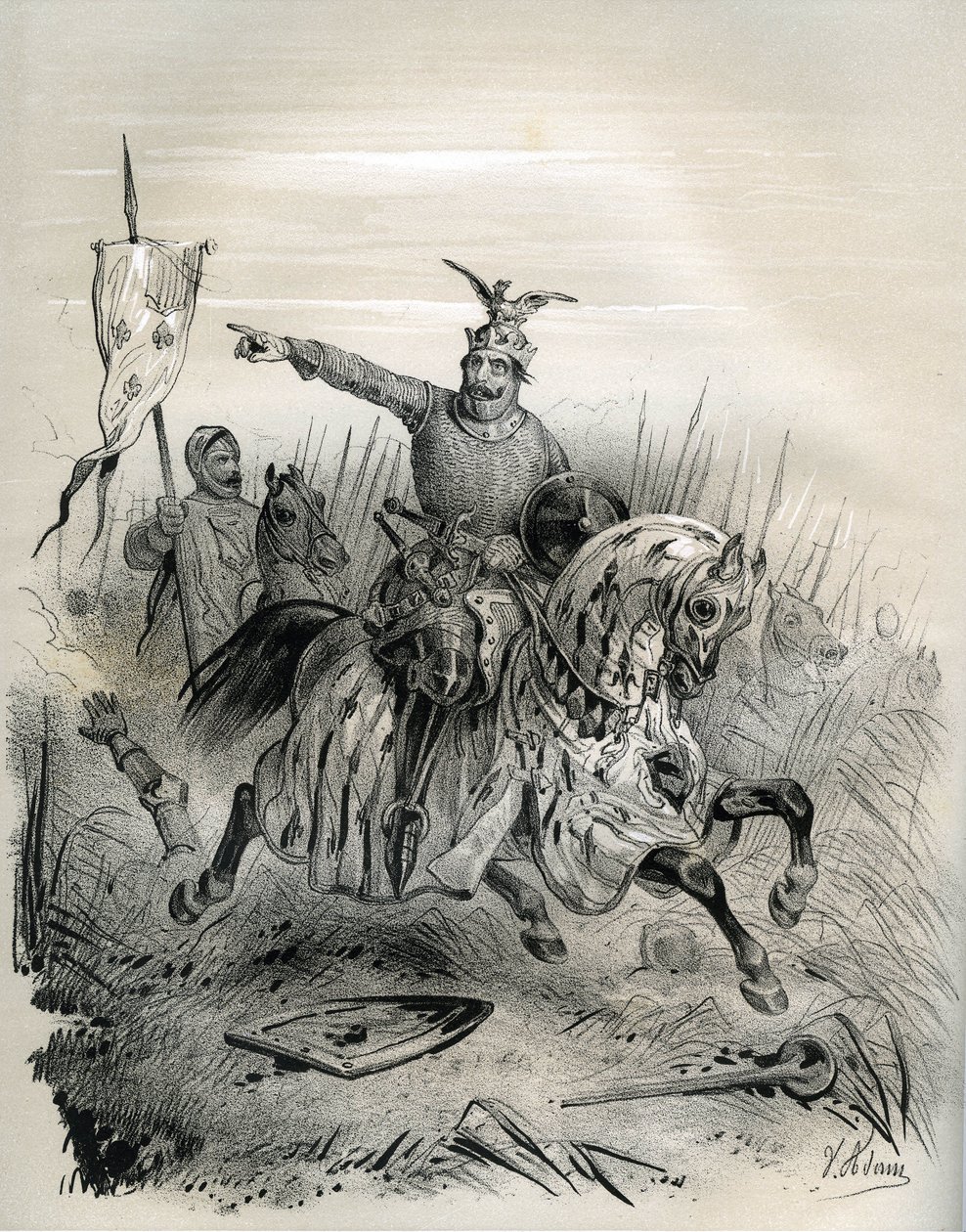 William Valloittaja Mantesin hyökkäyksen ja vangitsemisen aikana heinäkuussa 1087, kuvitus teoksesta "Ranska keskiajalla" (kaiverrus) tekijältä French School