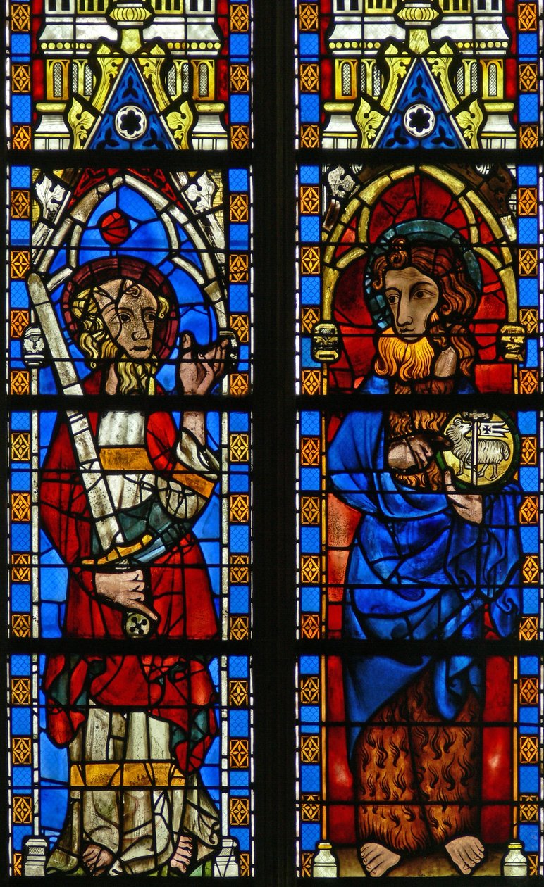 Ikkuna Narthex S, joka kuvaa Pyhää Johannes Kastajaa ja Pyhää Paavalia tekijältä French School