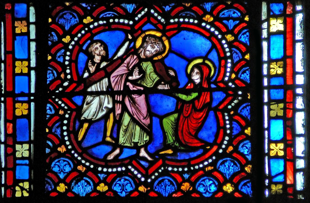 Via Crucis -tietä kuvaava ikkuna s2-L tekijältä French School