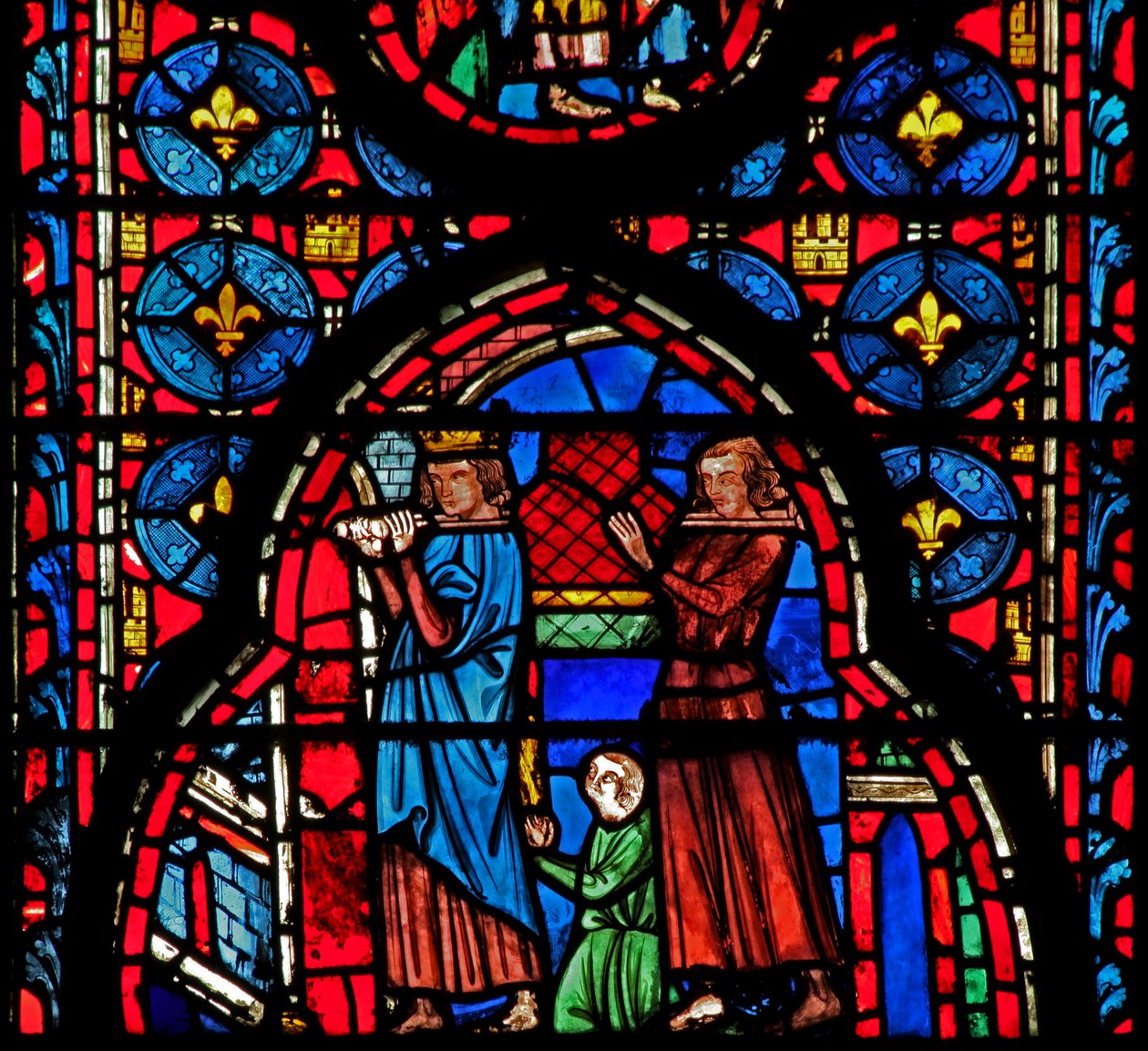 Window w15 St Louis - ja Robert dArtois kuljettavat jäännökset Sensiin tekijältä French School