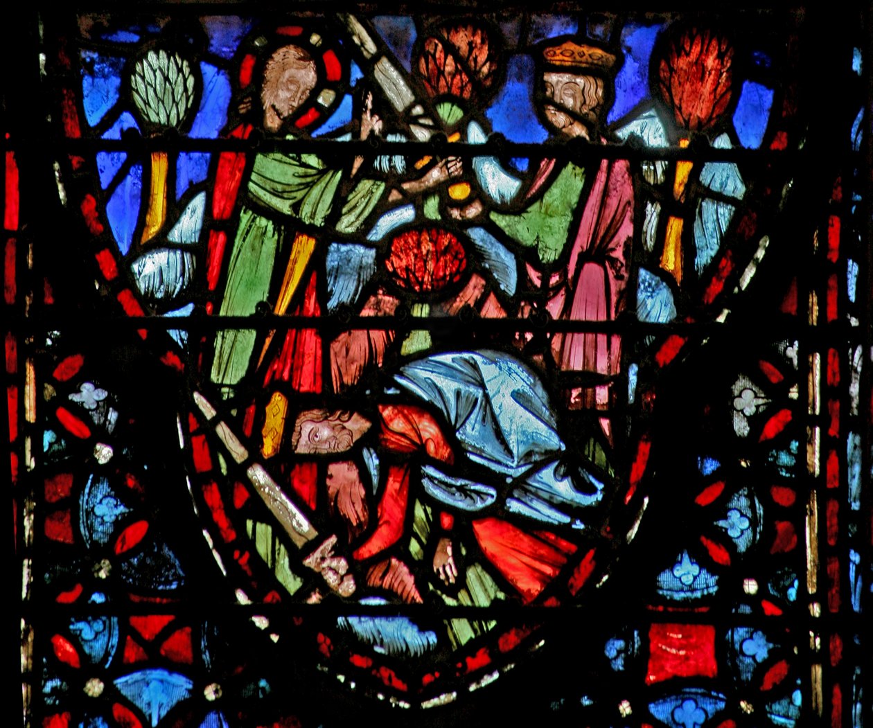 Window w4 Gods sotilas ilmestyy Joosualle, joka kaatuu maahan. Josh V 13-16 tekijältä French School