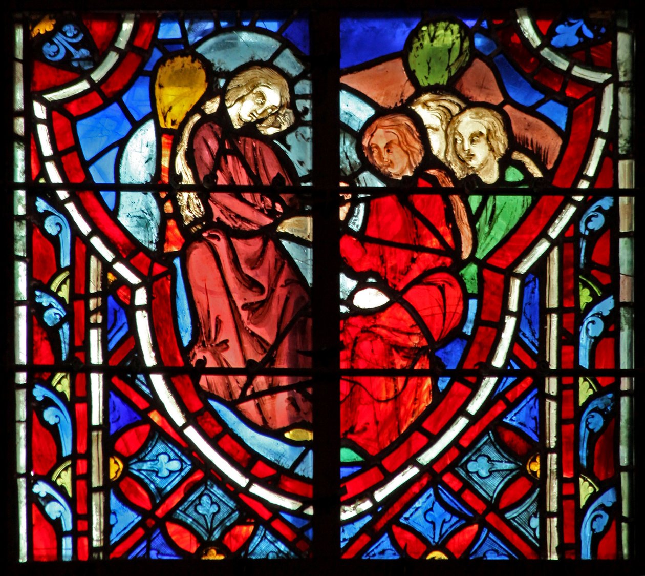 Window w5 Jeftan tytär itkee vuorella. Tuomarit XI 38 tekijältä French School