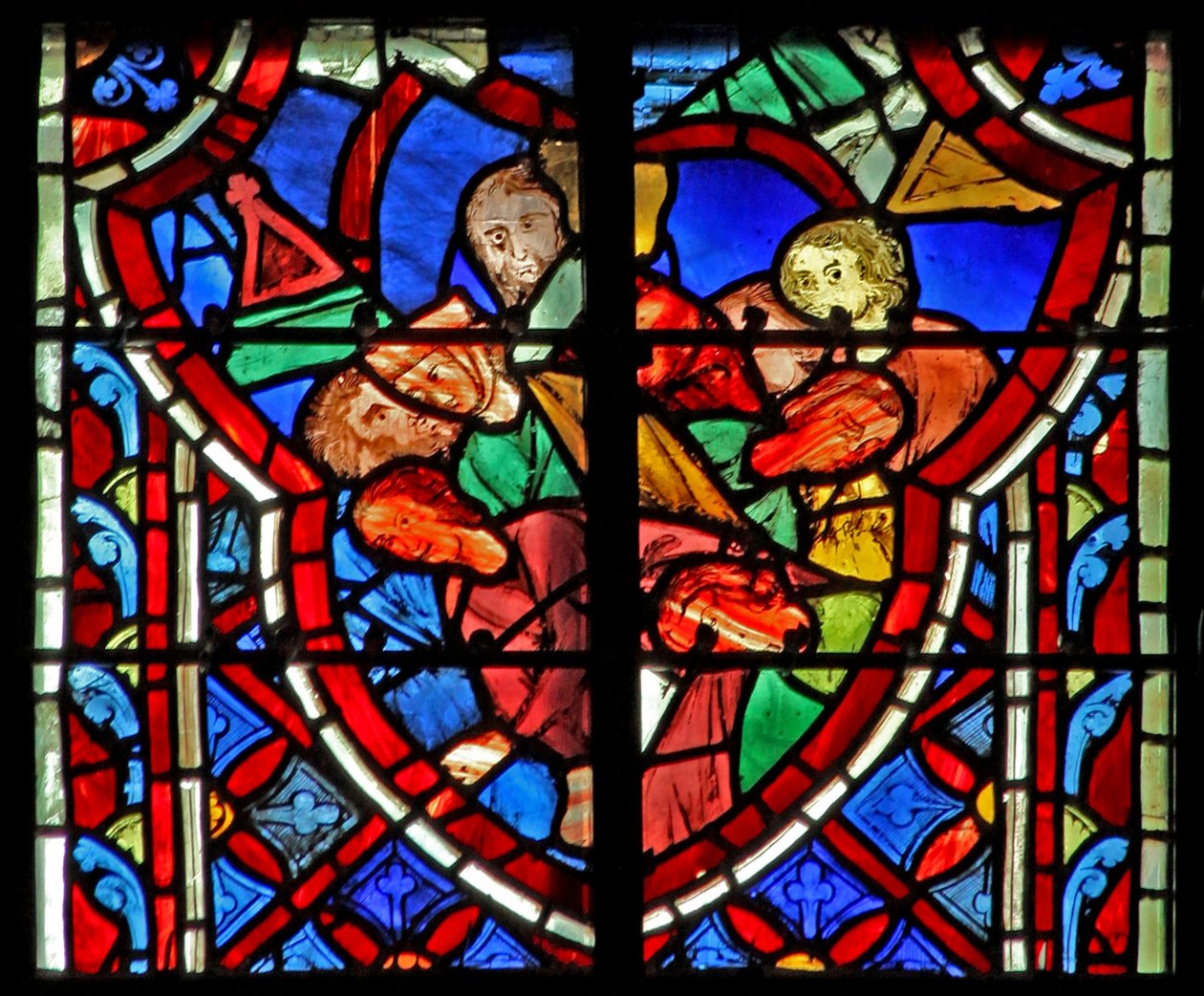 Window w5 Simson kaataa temppelin Tuomarit XVI 28 tekijältä French School