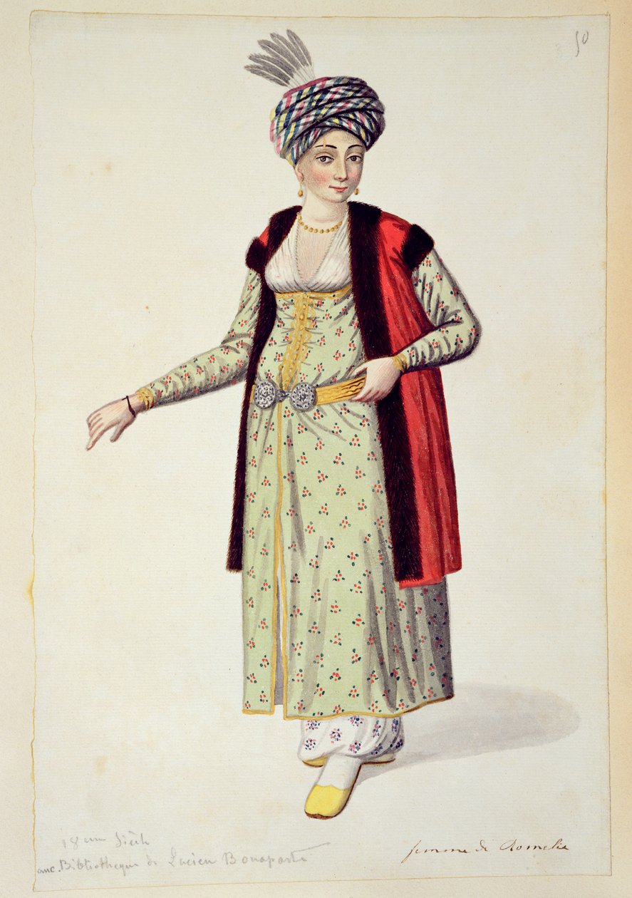 Nainen Rumeliasta, ottomaanien ajalta, 1700-luvun kolmas neljännes (wc paperilla) tekijältä French School
