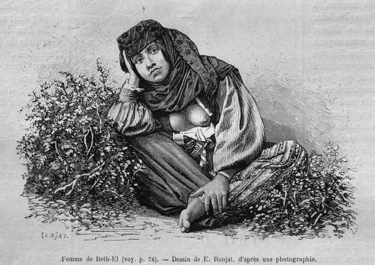 Naiset Beth-Elistä, Syyriasta tänään. Matkustaa Foinikiassa, Libanonissa ja Juudeassa. Louis Charles Emile Lortetin 1875-1880, 1884 (bw-kaiverrus) tekijältä French School
