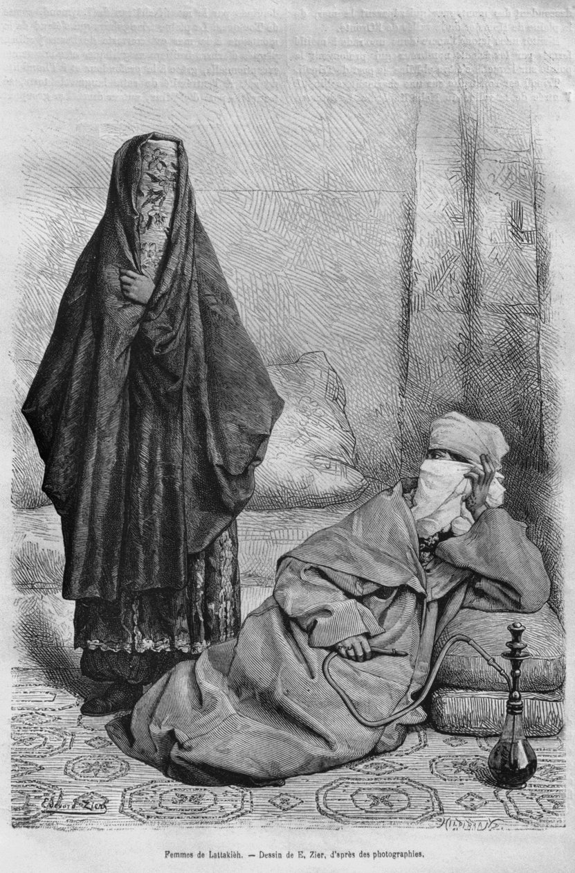 Latakian naiset Syyriasta tänään. Matkustaa Foinikiassa, Libanonissa ja Juudeassa. Louis Charles Emile Lortetin 1875-1880, 1884 (bw-kaiverrus) tekijältä French School