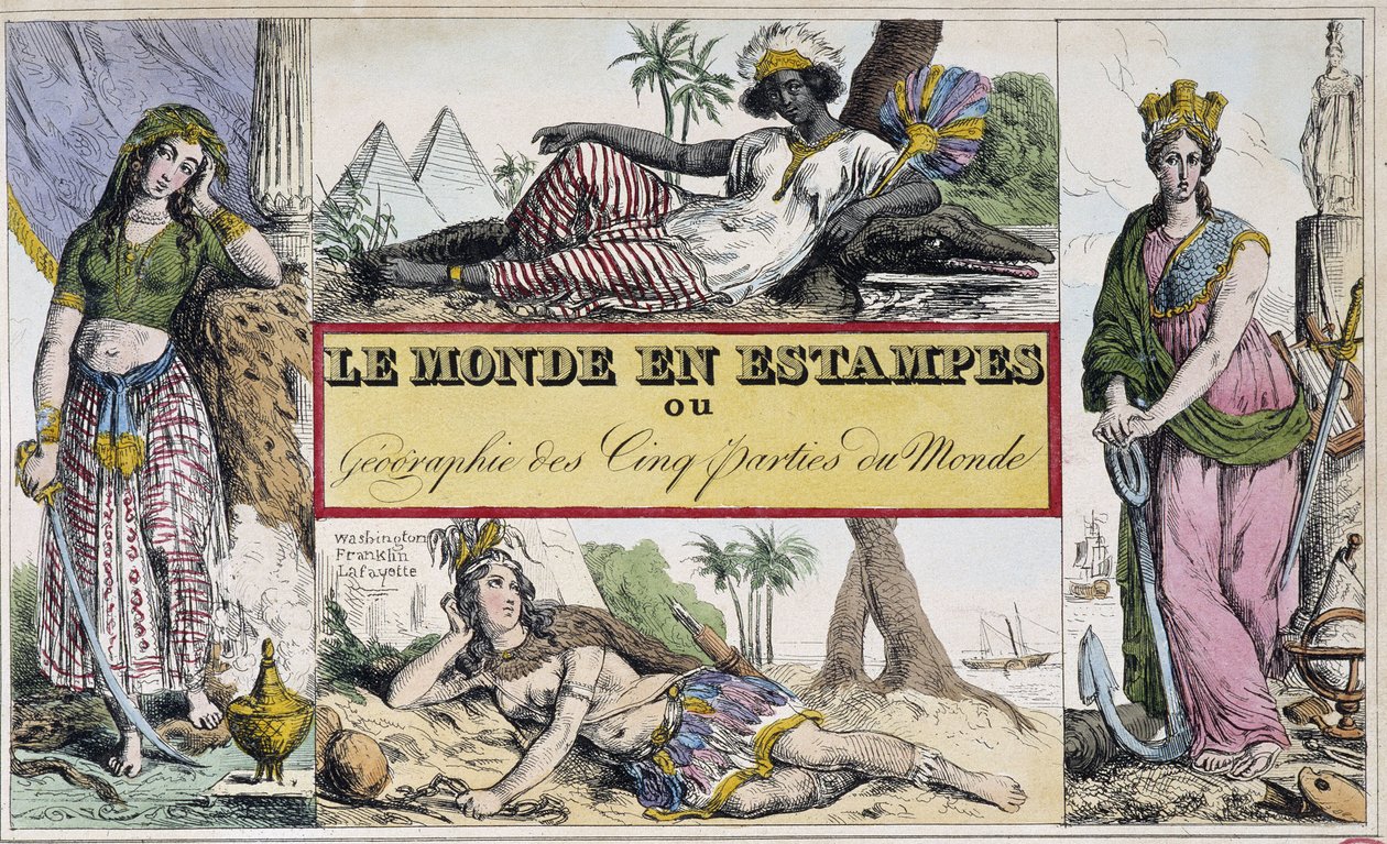 Naiset edustavat neljää maanosaa: Afrikka, Eurooppa, Amerikka ja Aasia - Chevalier de Roujoux
