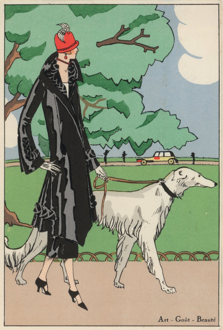 Martial ja Armand -suunnittelijoiden 1920-luvun naistenmuoti (värilitografia). tekijältä French School